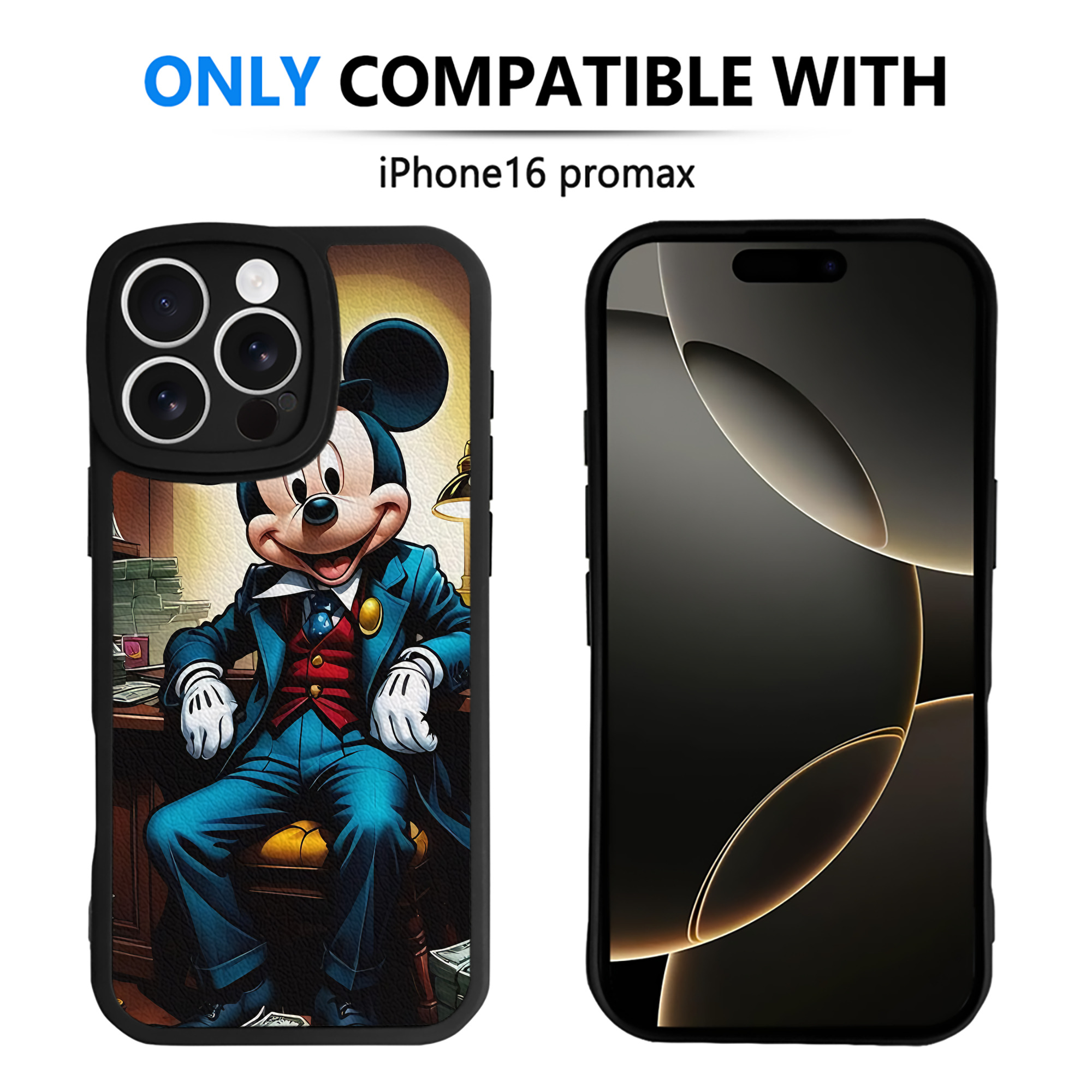 （画像用） ミッキーマウス Mickey Mouse 【iPhone 16シリーズ対応】シリコンスマホケース（レザー調） 材質：シリコン